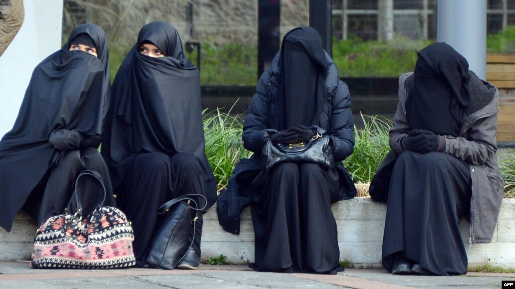 Veiled women take part in a rally of supporters of the Salafist movement in Pforzheim, Germany, in 2014.